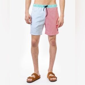🦋 U.S. Polo Assn. Colorful Vertical Stripe Pocket Swim Shorts Trunks Medium